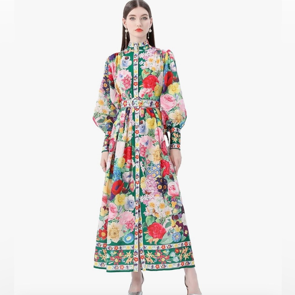 Gorgeous Floral Dress with Belt NWT